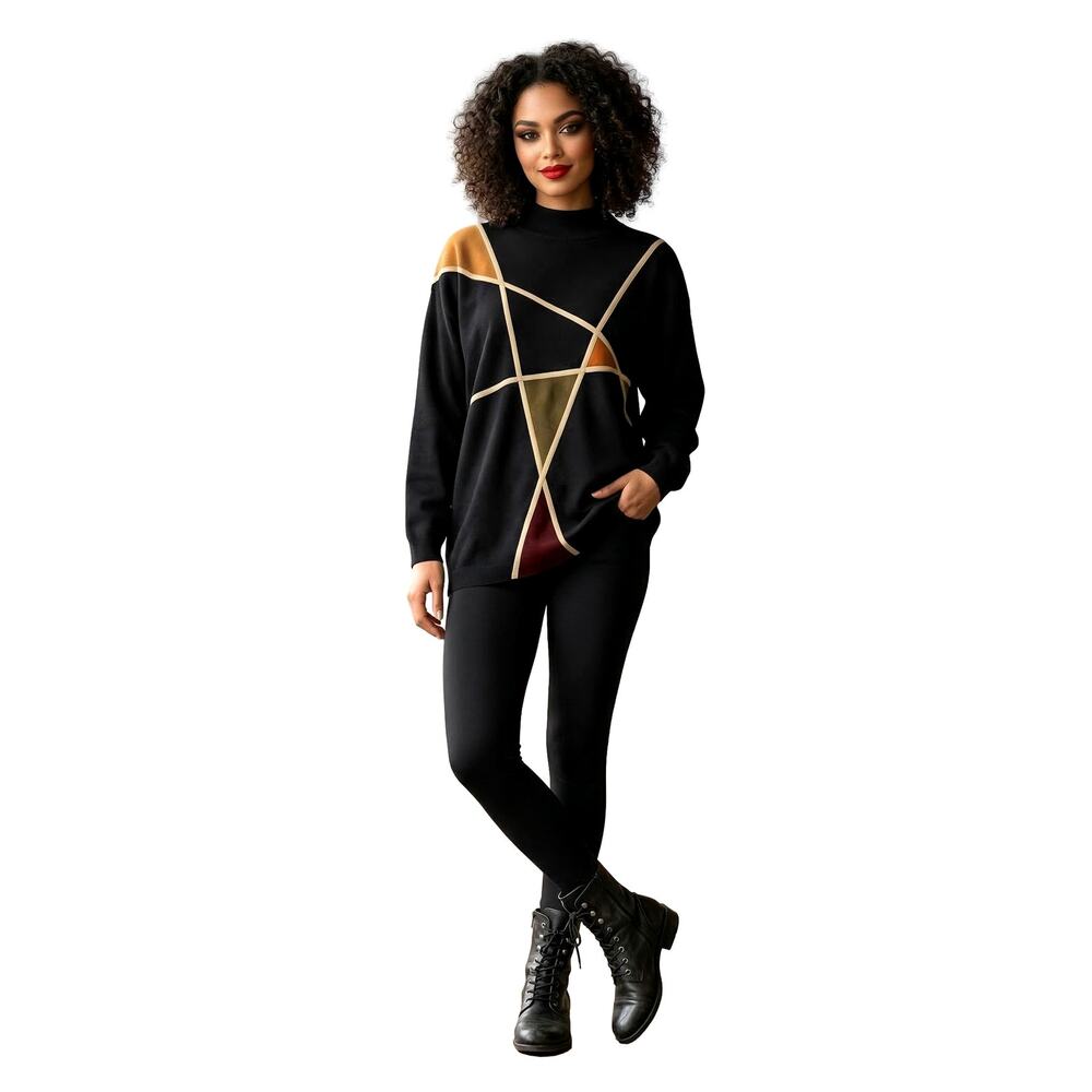 Vintage Aftershock Tunic Minimalist Oversized Mock Neck Artwear Top